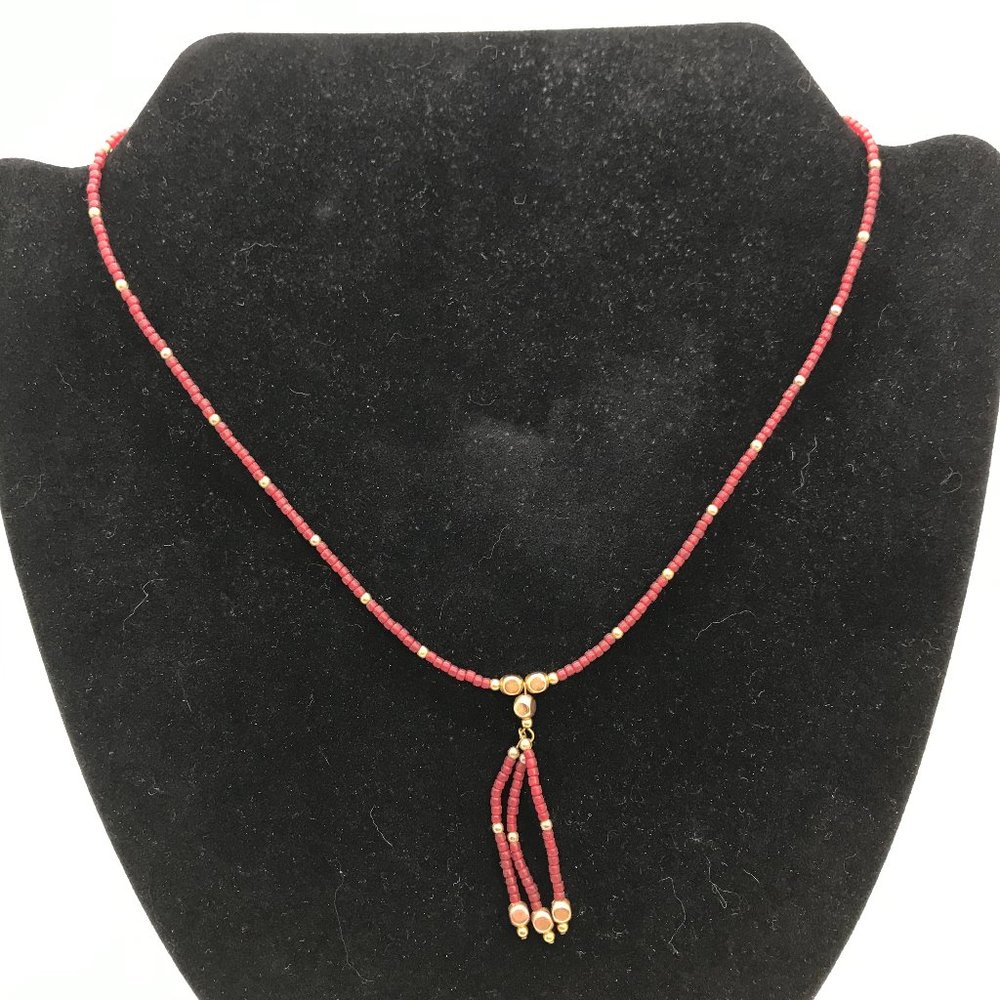 18" Matte Red Seed Bead Necklace